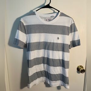 Original Penguin EUC navy blue/white stripe T shirt Size small